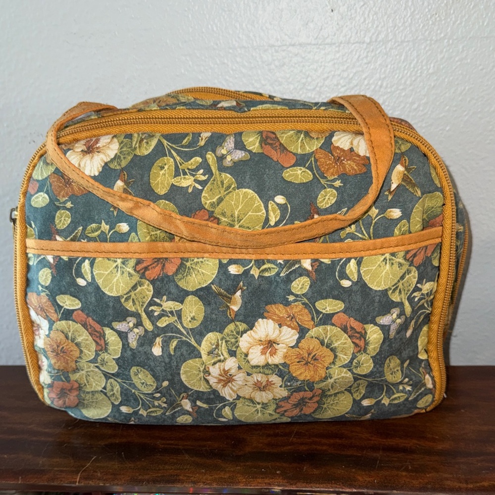 Vintage Debbie Mumm for Jo-Ann Fabrics Toiletry Craft Floral Tote Bag Pockets